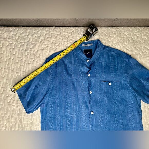 Tommy Bahama 100% Linen Textured Short Sleeve Button-Up Shirt M Resort Classic - Picture 10 of 10
